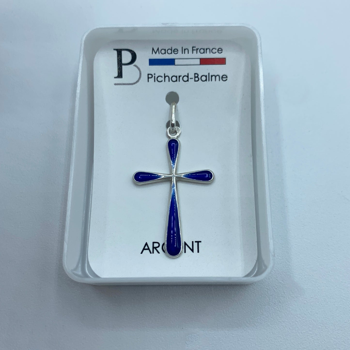 シルバー 十字架ペンダント Bleu 25mm