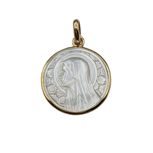 K18 マザーオブパール　御メダイ（バラの聖母) 18mm