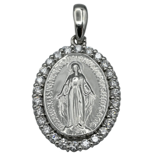 Pt900 不思議のメダイ 14mm ダイヤ付き