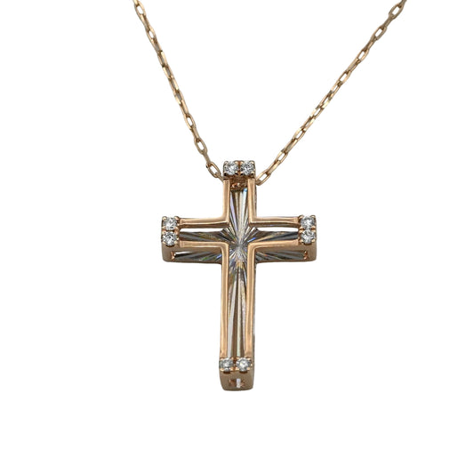 K18PG 十字架ダイヤモンド ネックレス 45cm