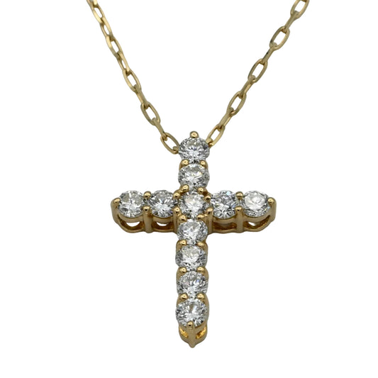 K18YG 十字架ダイヤモンド ネックレス 45cm