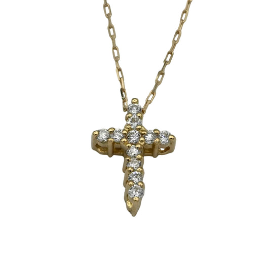 K18YG 十字架ダイヤモンド ネックレス 40cm