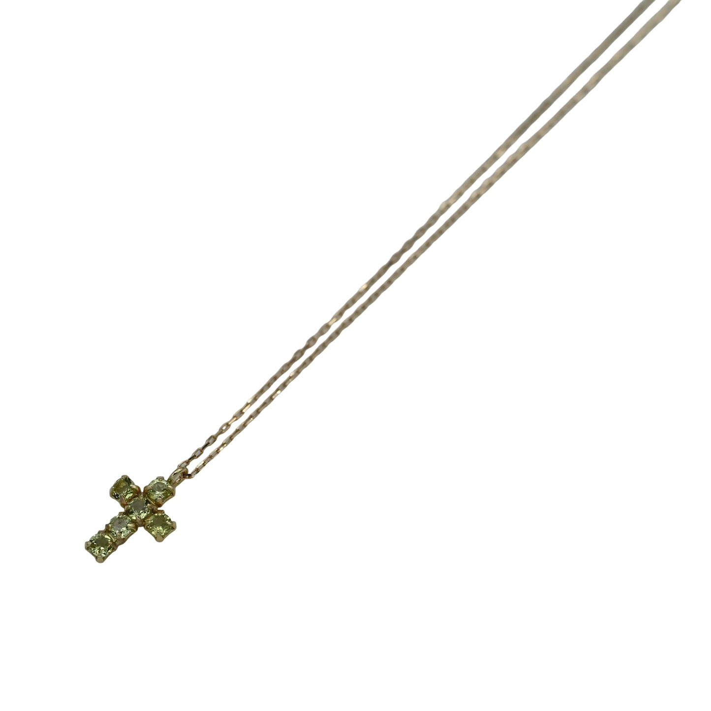K10YG 十字架ペリドット ネックレス 40cm
