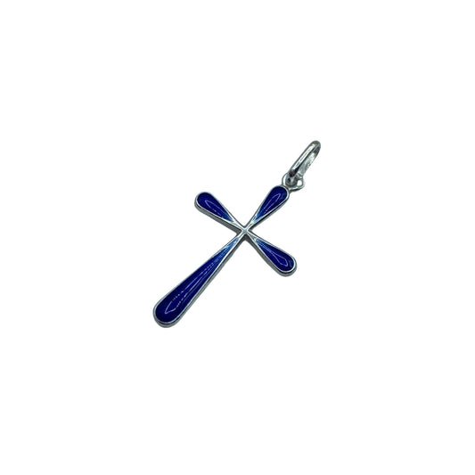 シルバー 十字架ペンダント Bleu 25mm